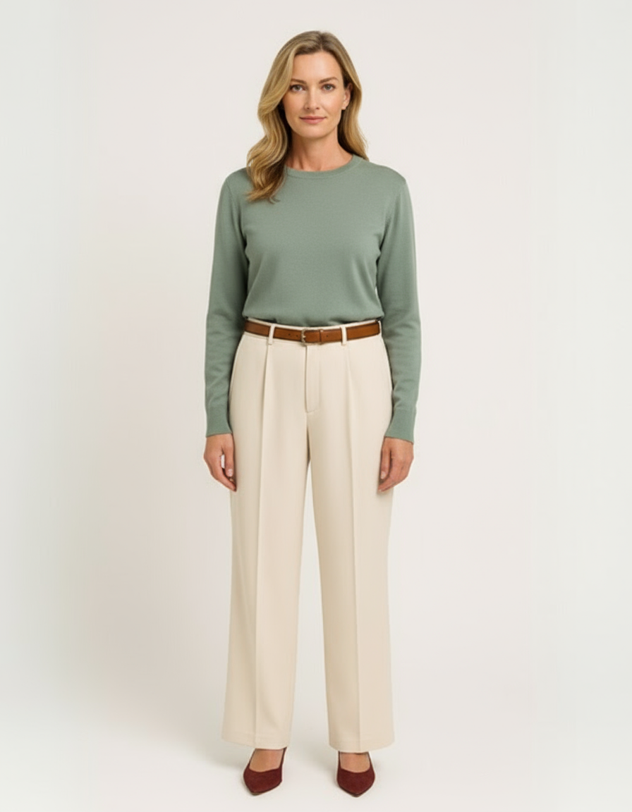 Elvora Chic High-Waisted Wide-Leg Pantalon - Elegant Comfortable Women's Trousers